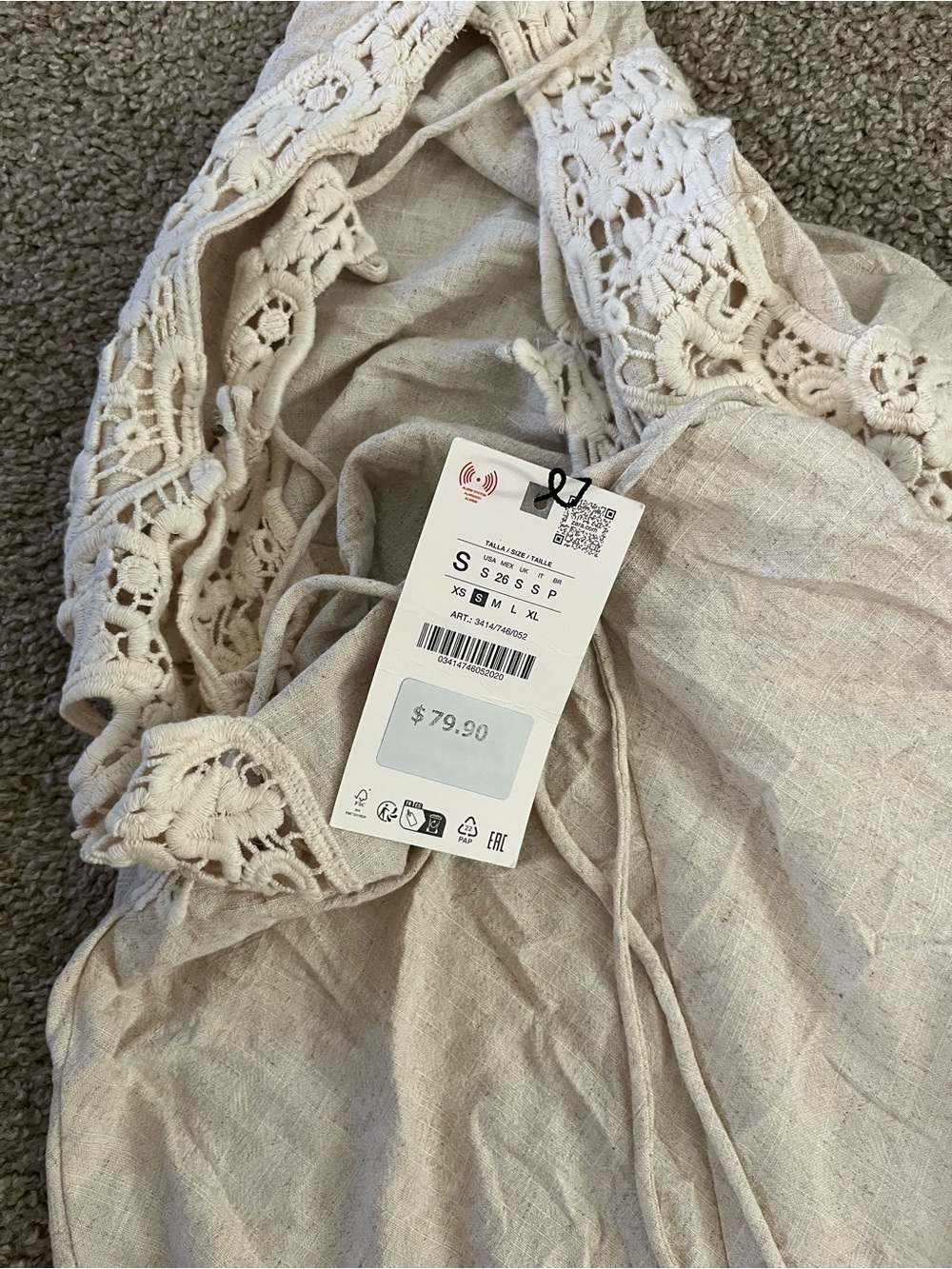 Zara Cream Crochet-Back Slip Dress - Picture 12 of 12